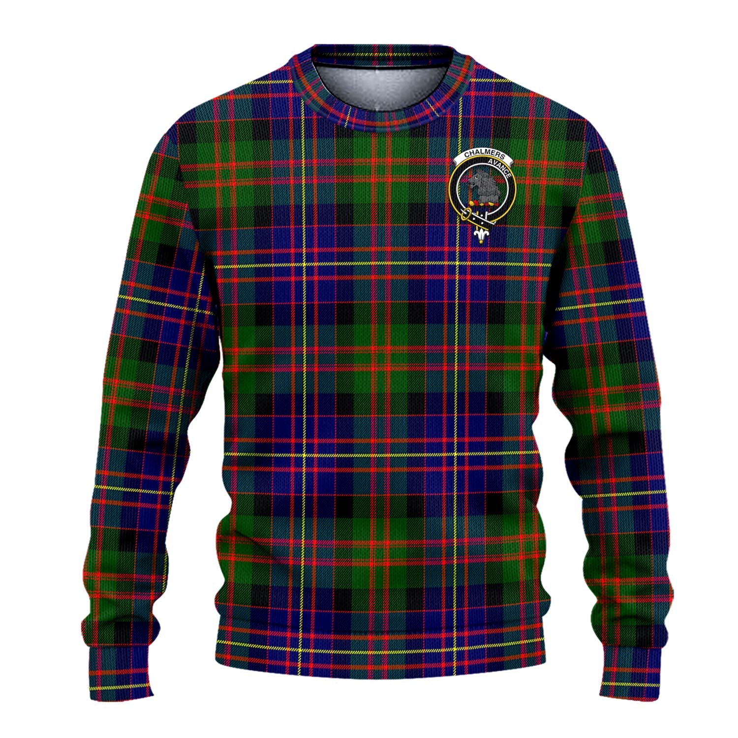 Chalmers Tartan Ugly Sweater with Family Crest - Tartan Vibes Clothing