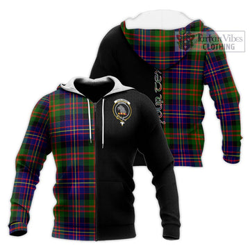 Chalmers Tartan Knitted Hoodie with Family Crest and Half Of Me Style Unisex Knitted Zip Hoodie - Tartanvibesclothing Shop