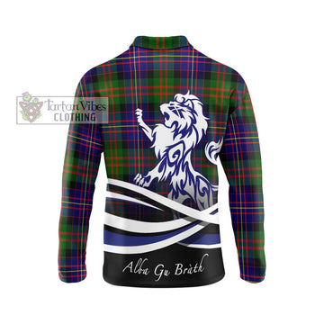 Chalmers Tartan Long Sleeve Polo Shirt with Alba Gu Brath Regal Lion Emblem - Tartan Vibes Clothing
