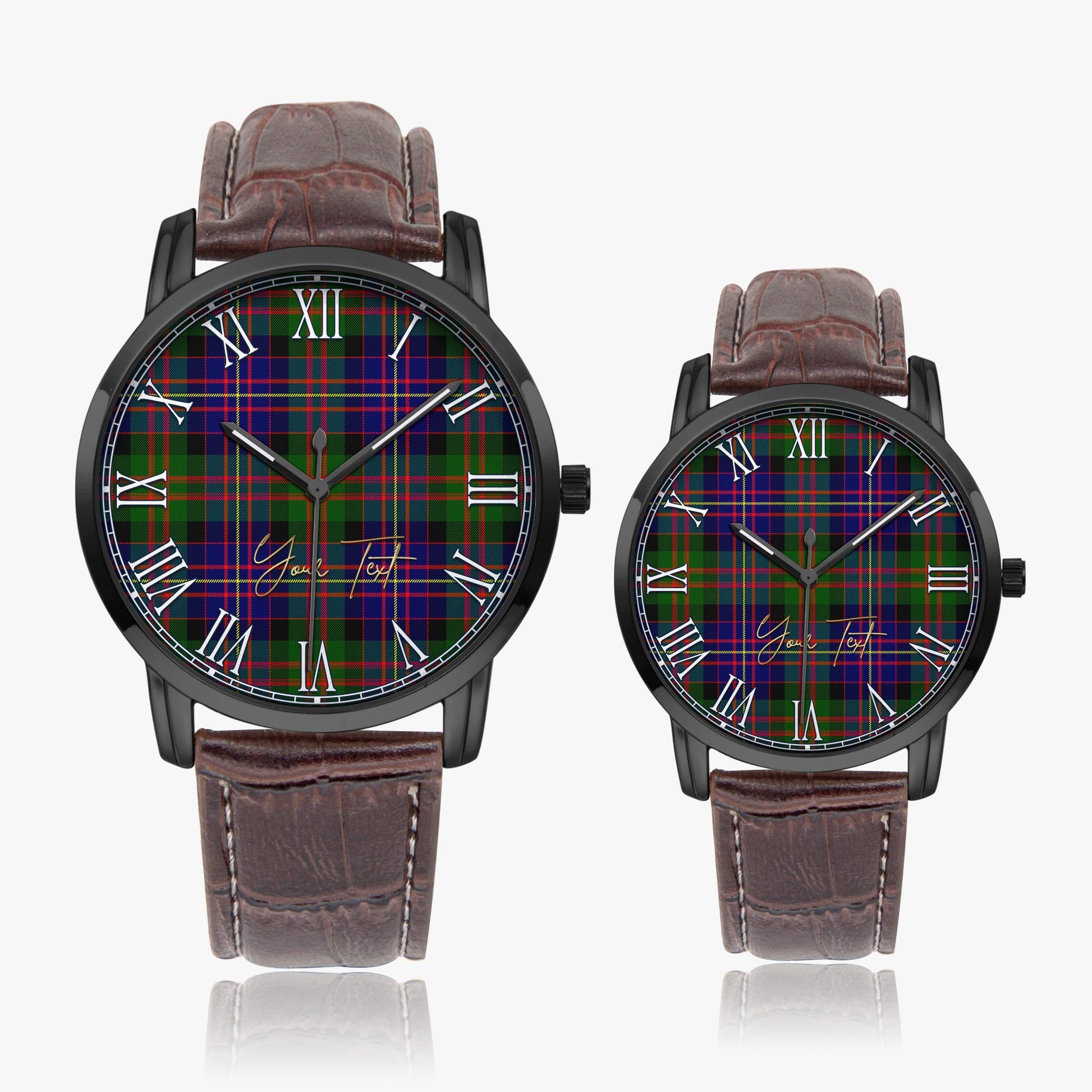 Chalmers Tartan Personalized Your Text Leather Trap Quartz Watch - Tartan Vibes Clothing
