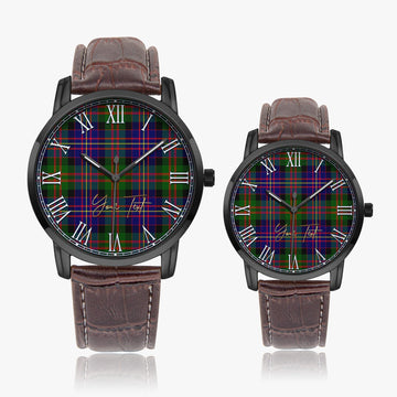 Chalmers Modern Tartan Personalized Your Text Leather Trap Quartz Watch