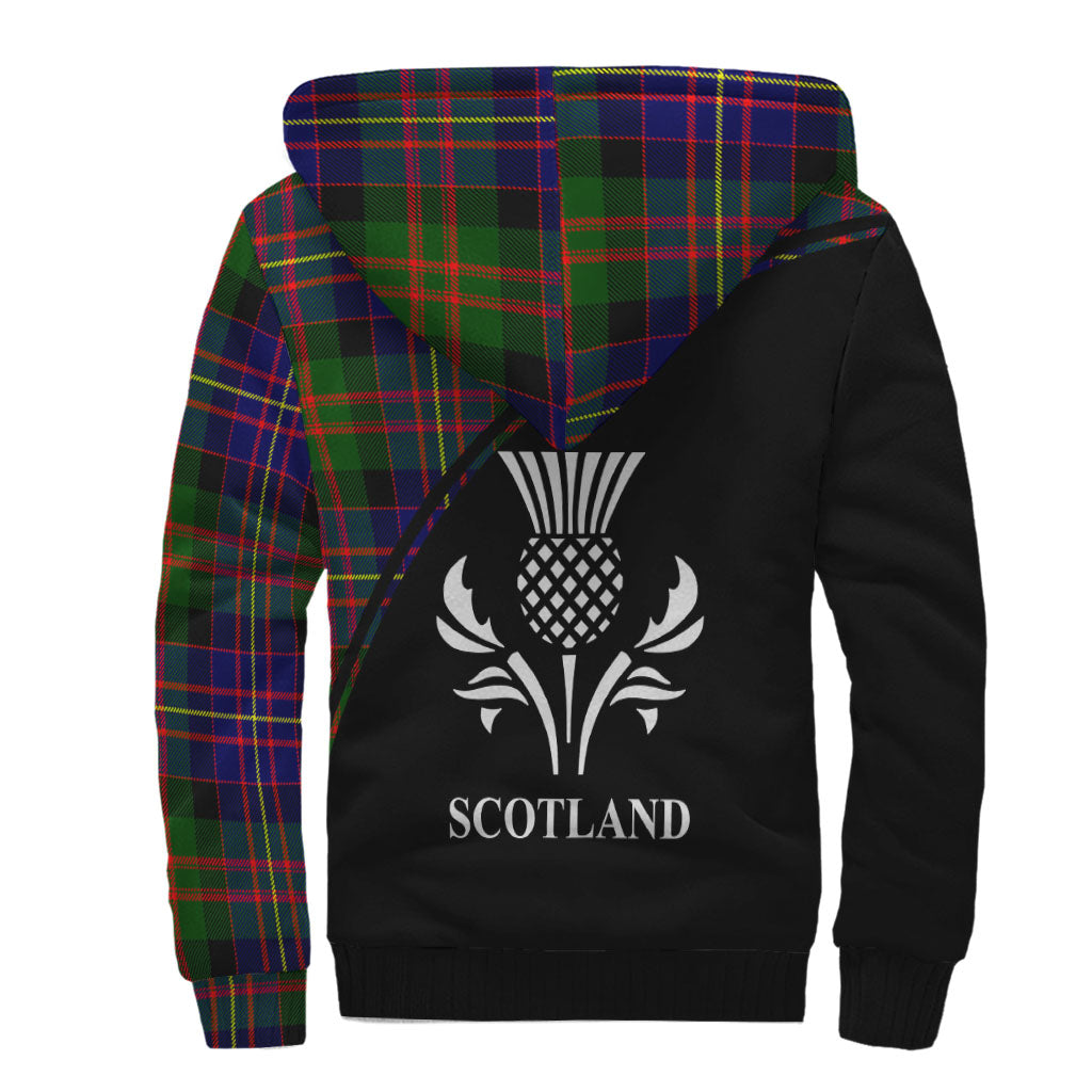 Chalmers Tartan Sherpa Hoodie with Family Crest Curve Style - Tartan Vibes Clothing