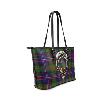 Chalmers Tartan Leather Tote Bag with Family Crest - Tartan Vibes Clothing