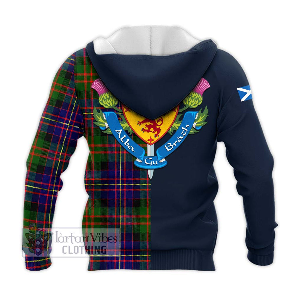 Chalmers Tartan Knitted Hoodie Alba with Scottish Lion Royal Arm Half Style - Tartan Vibes Clothing