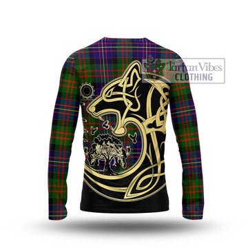 Chalmers Tartan Long Sleeve T-Shirt with Family Crest Celtic Wolf Style - Tartan Vibes Clothing