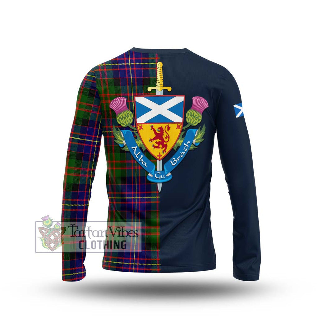 Chalmers Tartan Long Sleeve T-Shirt Alba with Scottish Lion Royal Arm Half Style - Tartan Vibes Clothing