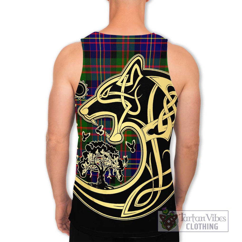 Chalmers Tartan Men's Tank Top with Family Crest Celtic Wolf Style - Tartan Vibes Clothing
