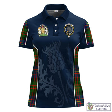 Chalmers Modern Tartan Women's Polo Shirt with Family Crest and Scottish Thistle Vibes Sport Style