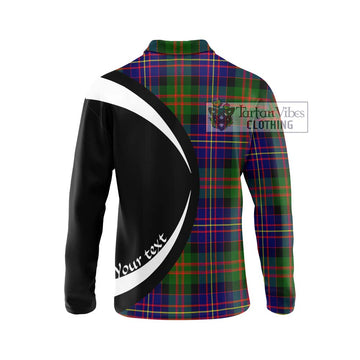 Chalmers Tartan Long Sleeve Polo Shirt with Family Crest Circle Style - Tartan Vibes Clothing