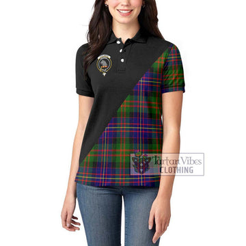 Chalmers Tartan Women's Polo Shirt with Family Crest and Military Logo Style
