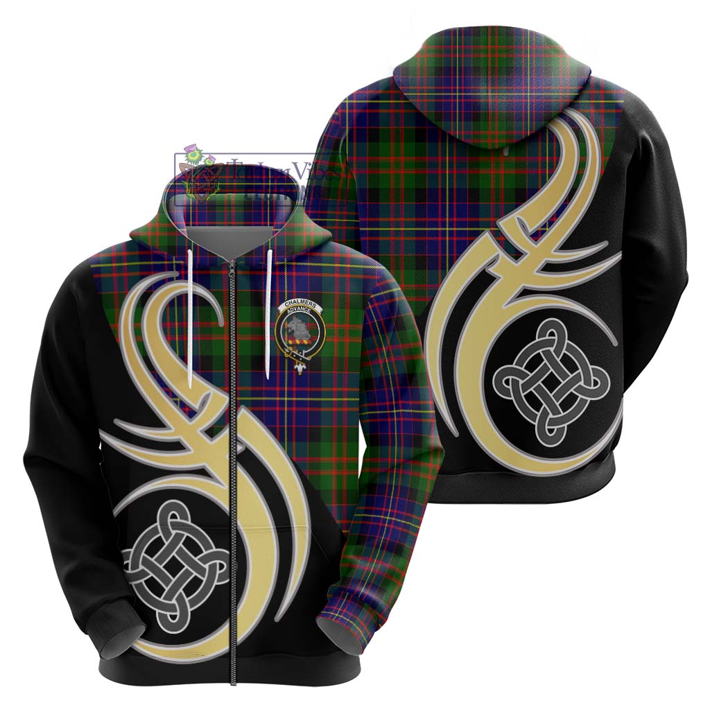 Chalmers Tartan Hoodie with Family Crest and Celtic Symbol Style - Tartan Vibes Clothing