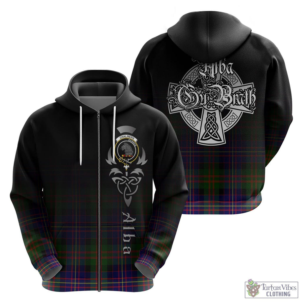 Chalmers Tartan Hoodie Featuring Alba Gu Brath Family Crest Celtic Inspired - Tartan Vibes Clothing
