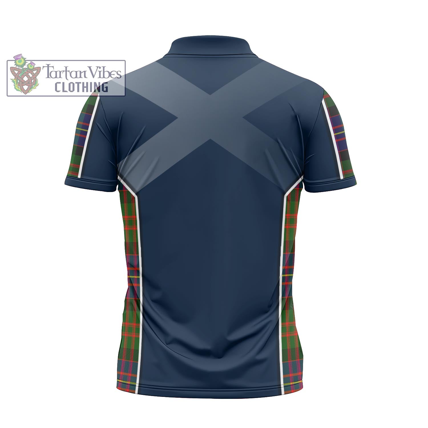 Tartan Vibes Clothing Chalmers Modern Tartan Zipper Polo Shirt with Family Crest and Scottish Thistle Vibes Sport Style