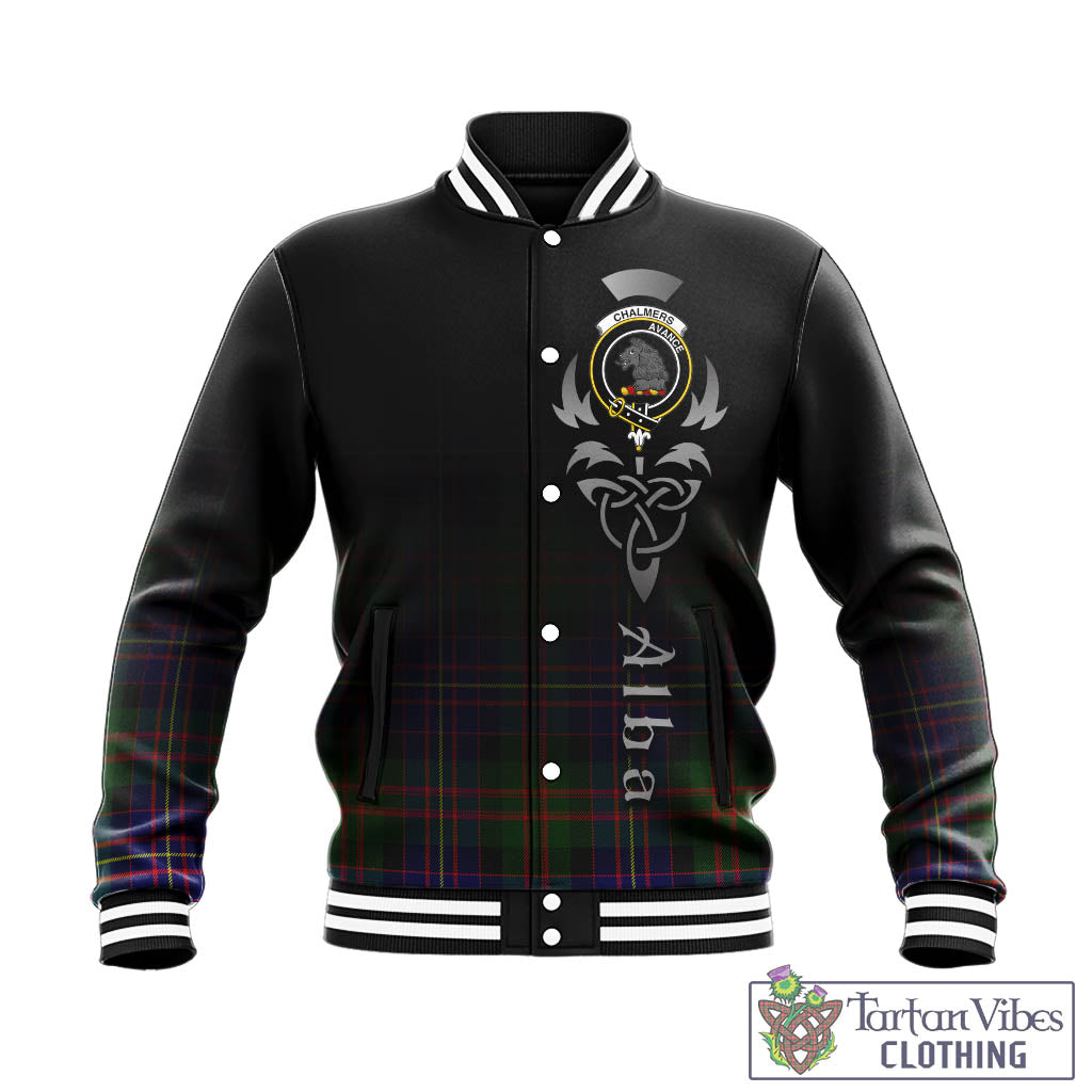 Chalmers Tartan Baseball Jacket Featuring Alba Gu Brath Family Crest Celtic Inspired - Tartan Vibes Clothing