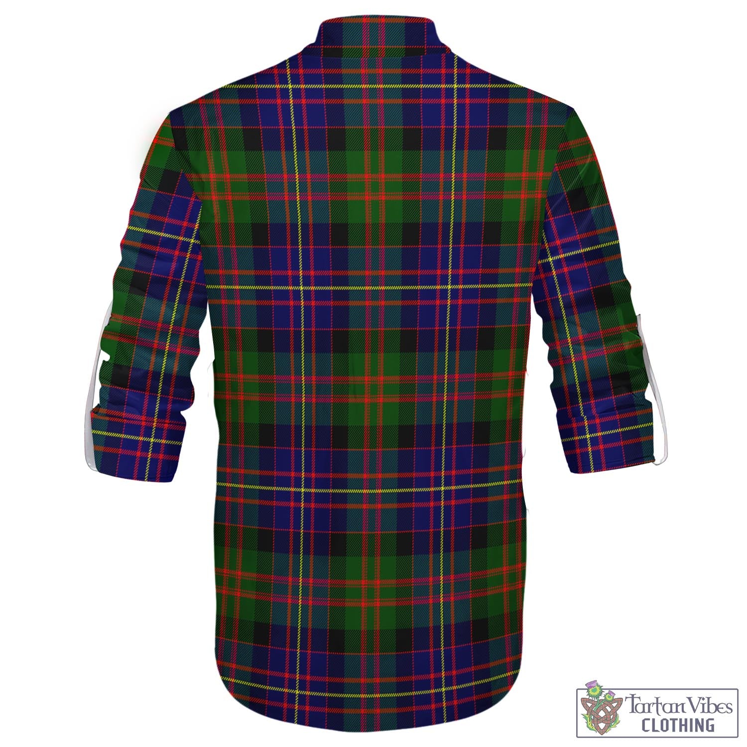 Tartan Vibes Clothing Chalmers Modern Tartan Men's Scottish Traditional Jacobite Ghillie Kilt Shirt with Family Crest