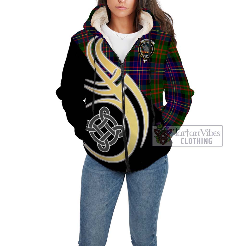 Chalmers Tartan Sherpa Hoodie with Family Crest and Celtic Symbol Style Unisex - Tartan Vibes Clothing