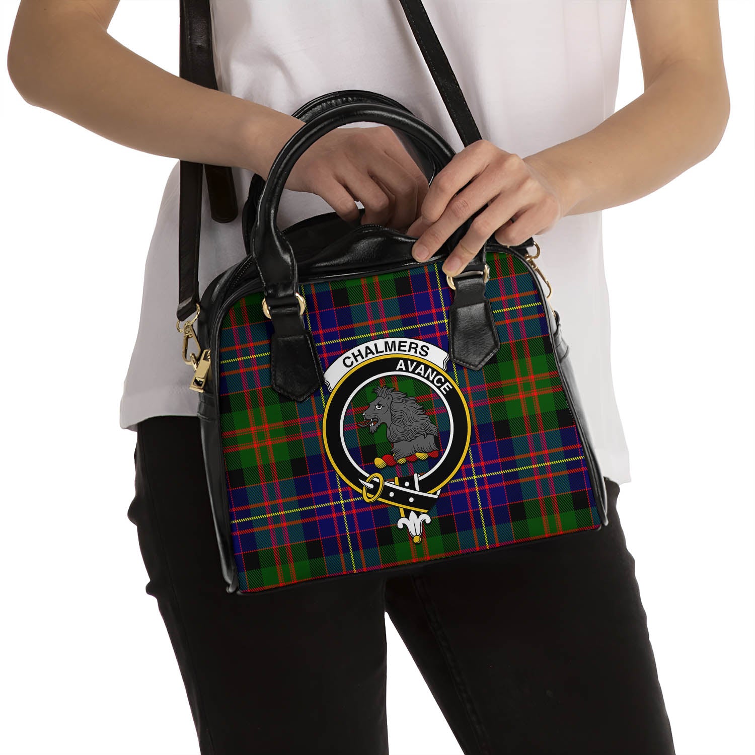 Chalmers Tartan Shoulder Handbags with Family Crest - Tartan Vibes Clothing