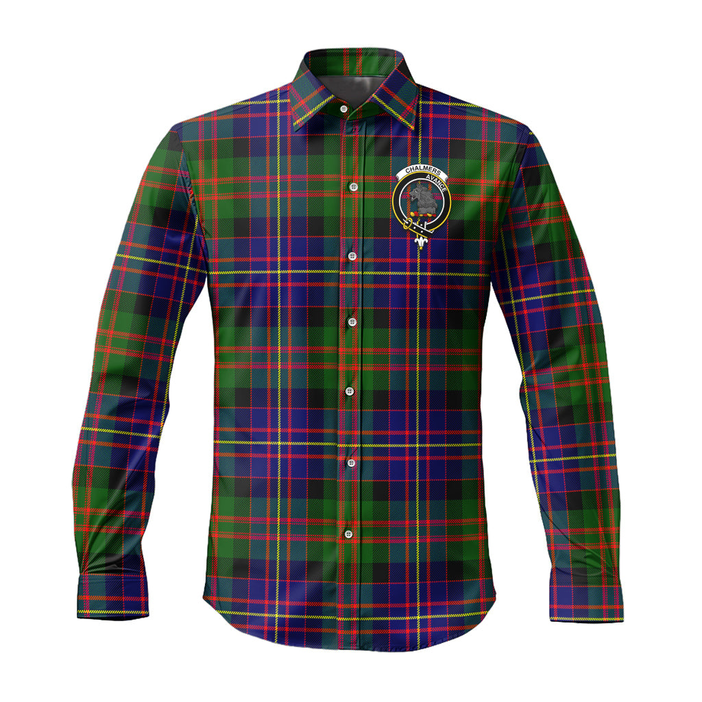 Chalmers Tartan Long Sleeve Button Up Shirt with Family Crest Men's Shirt - Tartan Vibes Clothing