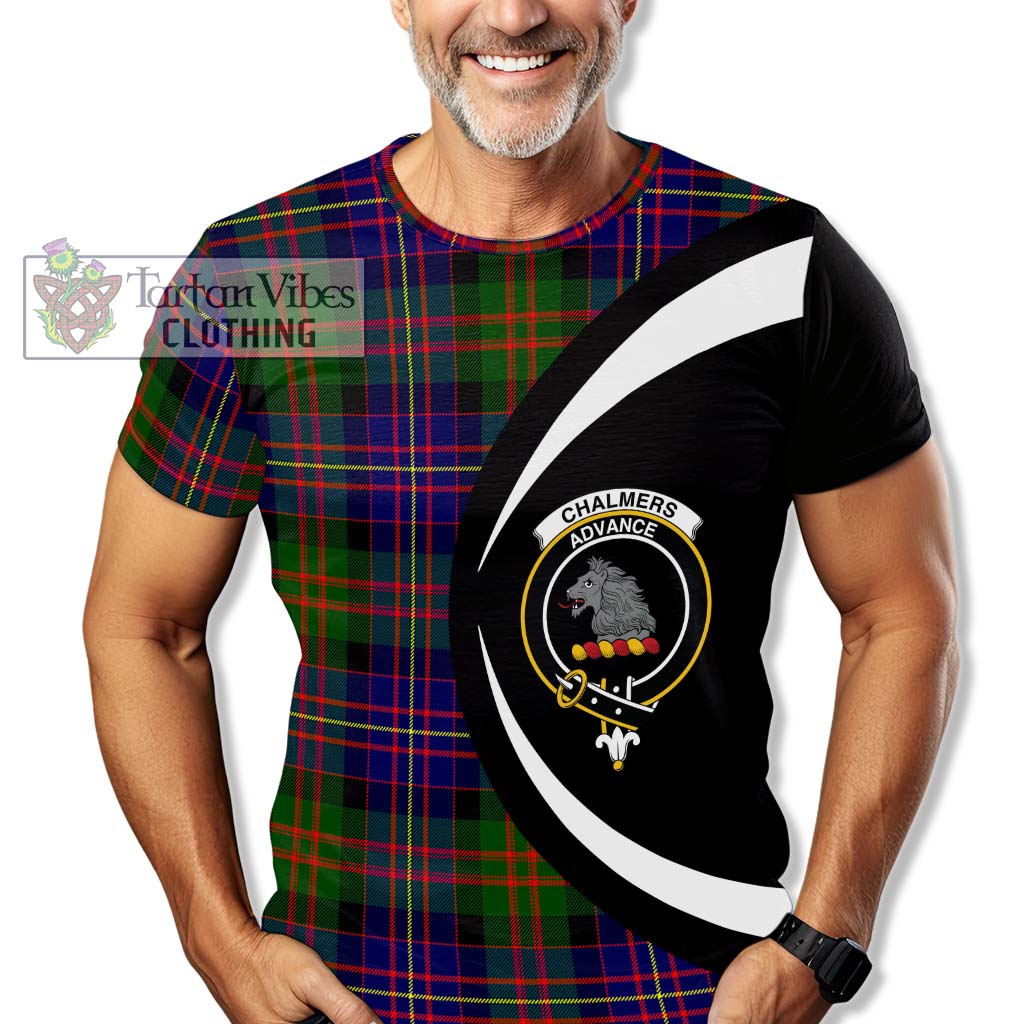 Tartan Vibes Clothing Chalmers Modern Tartan T-Shirt with Family Crest Circle Style