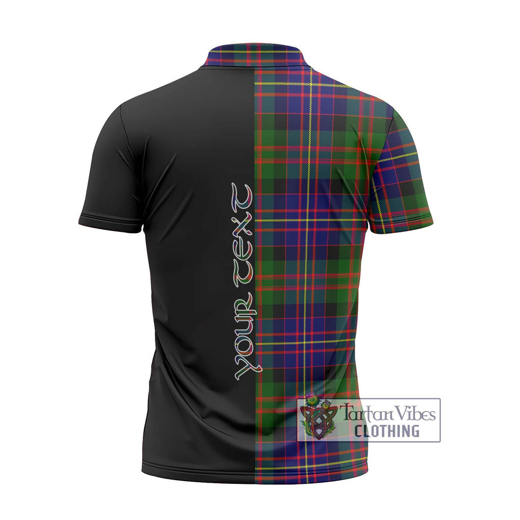 Chalmers Tartan Zipper Polo Shirt with Family Crest and Half Of Me Style - Tartanvibesclothing Shop
