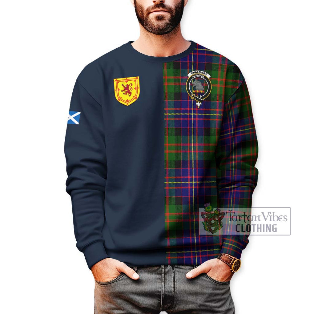 Chalmers Tartan Sweatshirt Alba with Scottish Lion Royal Arm Half Style - Tartan Vibes Clothing