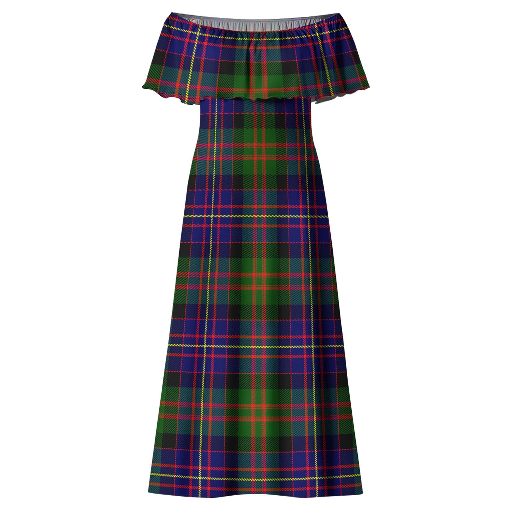 Chalmers Tartan Off Shoulder Long Dress - Tartan Vibes Clothing