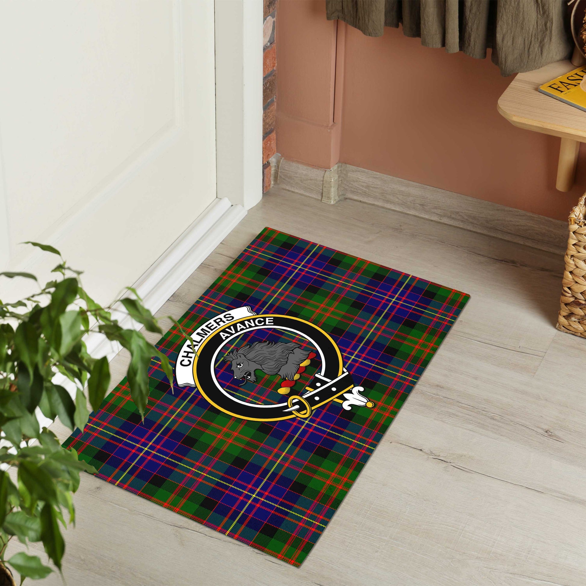 Chalmers Tartan Rubber Doormat with Family Crest - Tartan Vibes Clothing