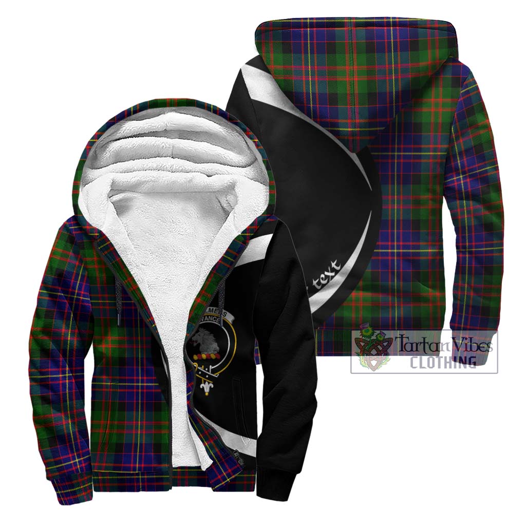 Chalmers Tartan Sherpa Hoodie with Family Crest Circle Style Unisex - Tartan Vibes Clothing