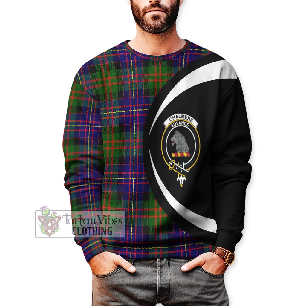 Chalmers Tartan Sweatshirt with Family Crest Circle Style - Tartan Vibes Clothing