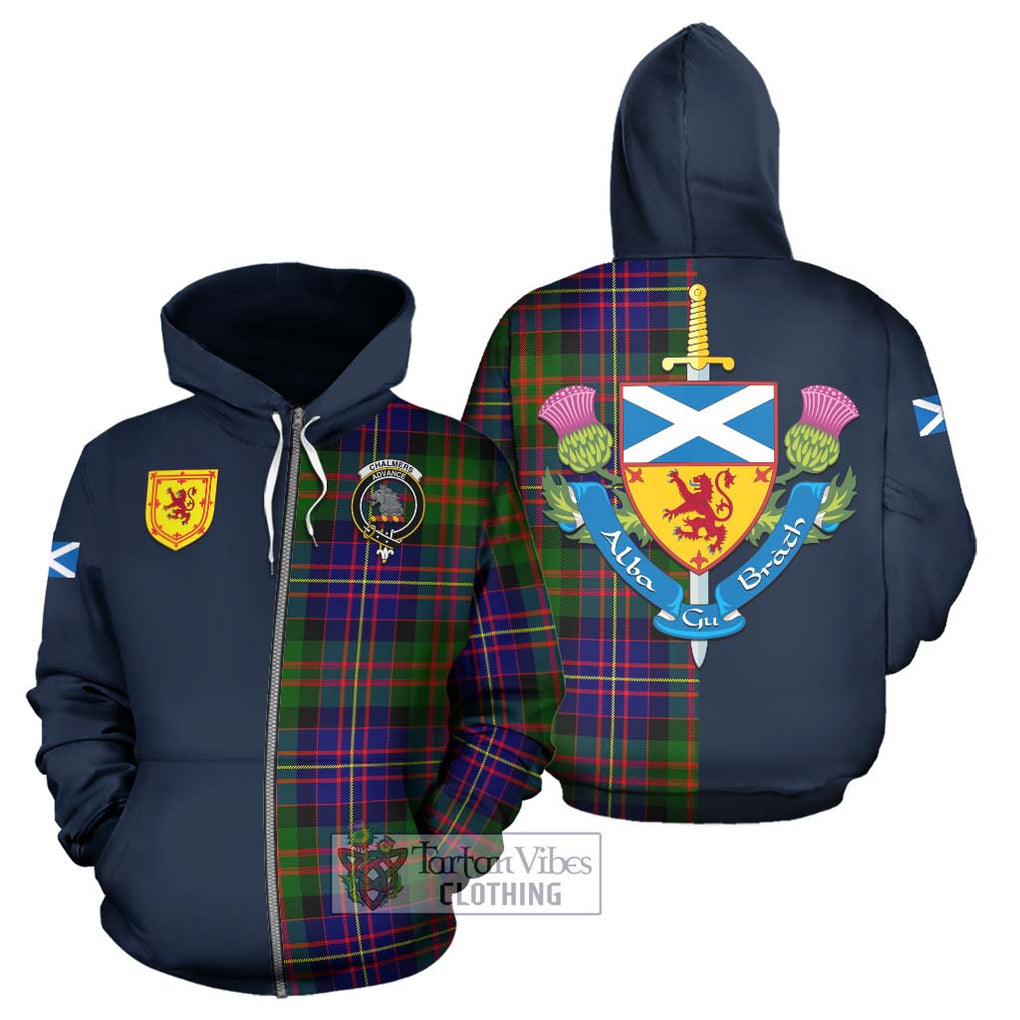 Chalmers Tartan Hoodie Alba with Scottish Lion Royal Arm Half Style - Tartan Vibes Clothing