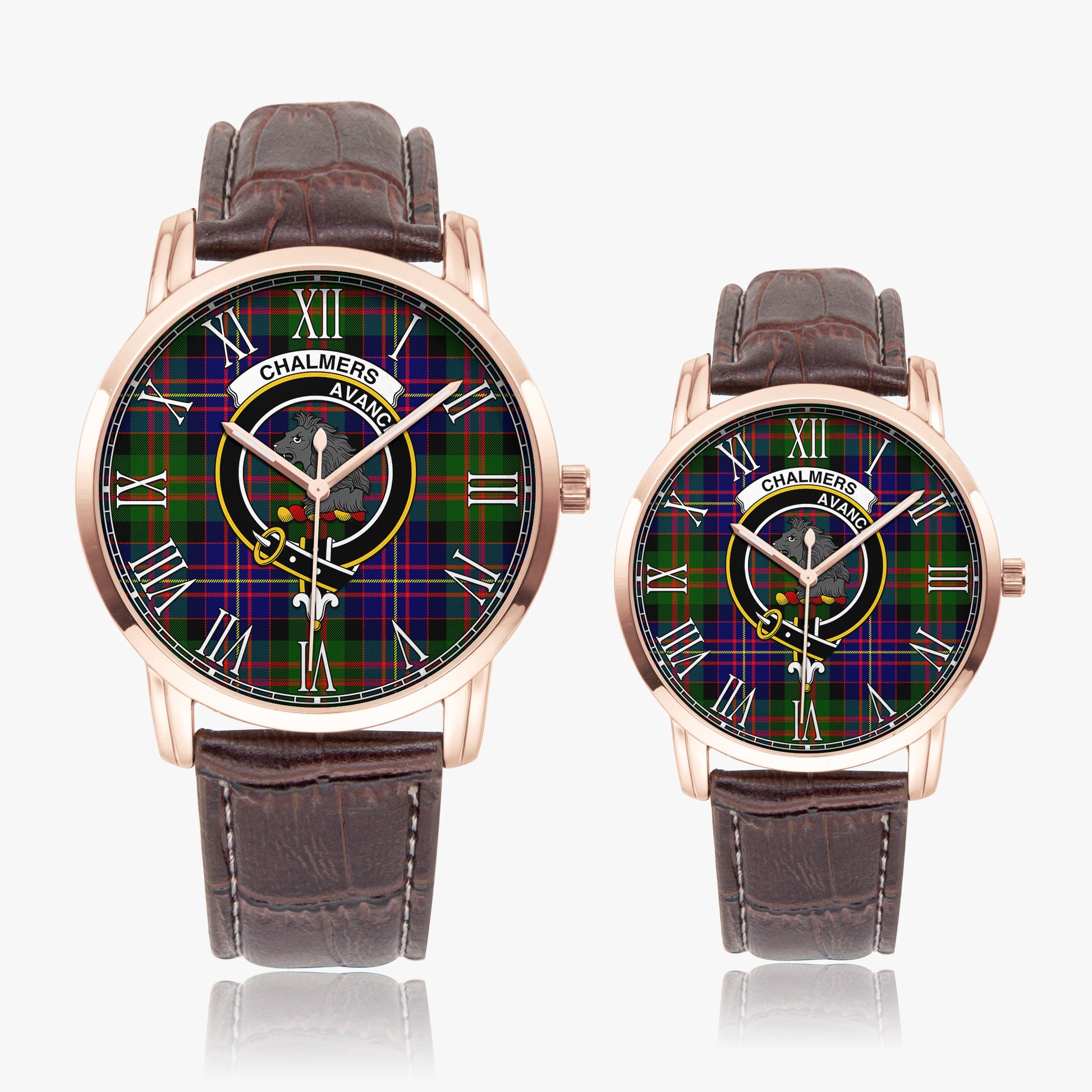 Chalmers Tartan Family Crest Leather Strap Quartz Watch - Tartan Vibes Clothing