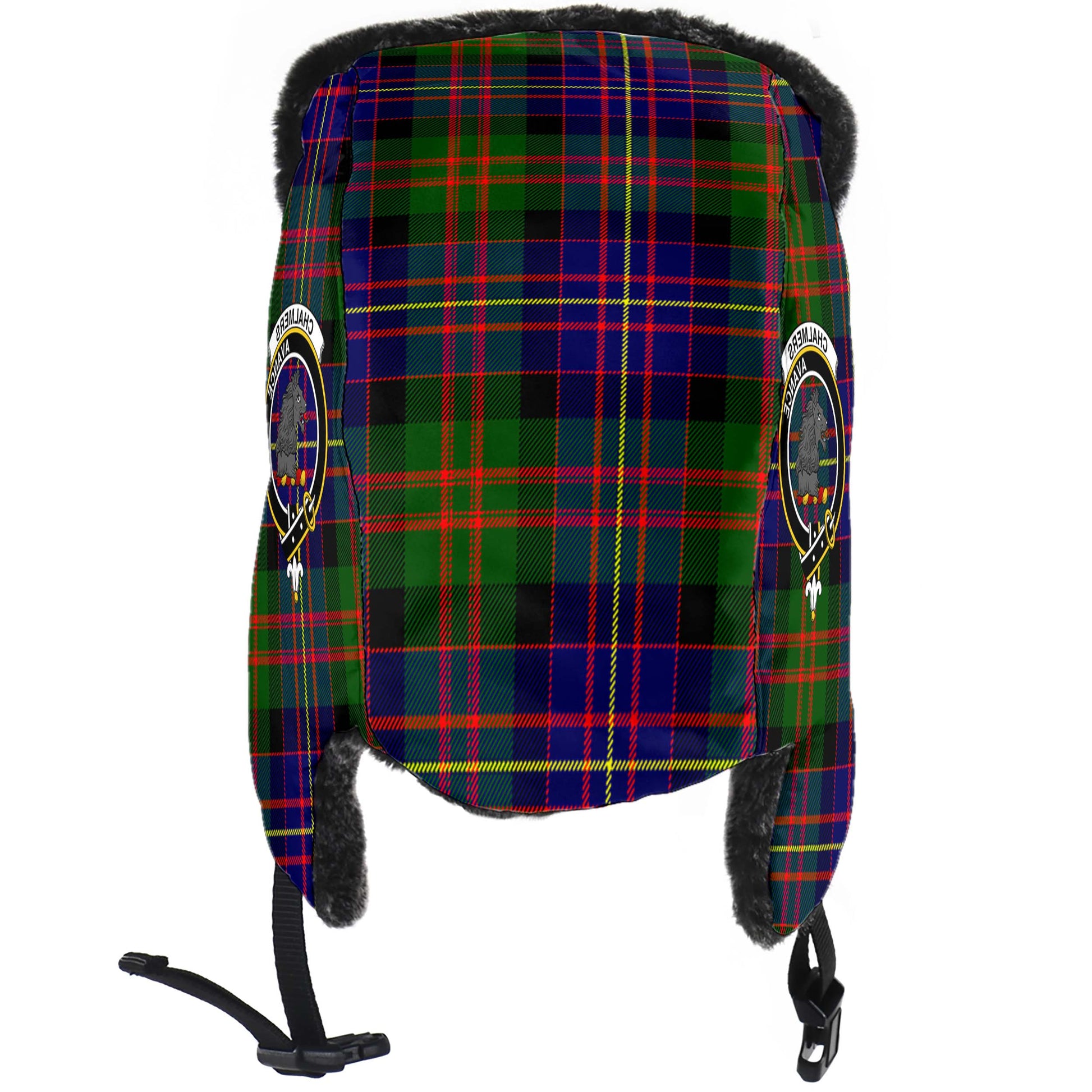 Chalmers Tartan Winter Trapper Hat with Family Crest - Tartan Vibes Clothing