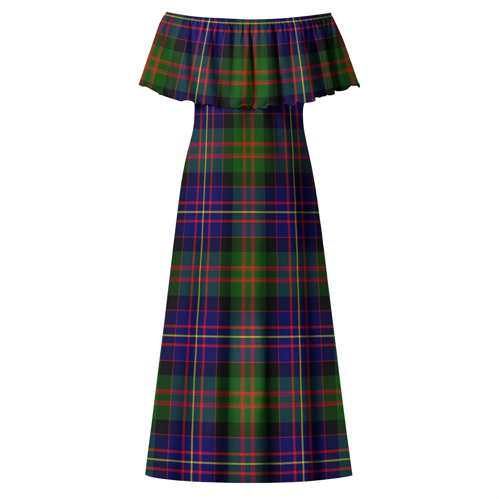 Chalmers Tartan Off Shoulder Long Dress - Tartan Vibes Clothing