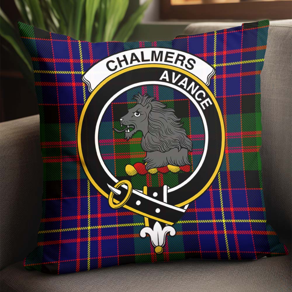 Chalmers Tartan Pillow Cover with Family Crest - Tartan Vibes Clothing