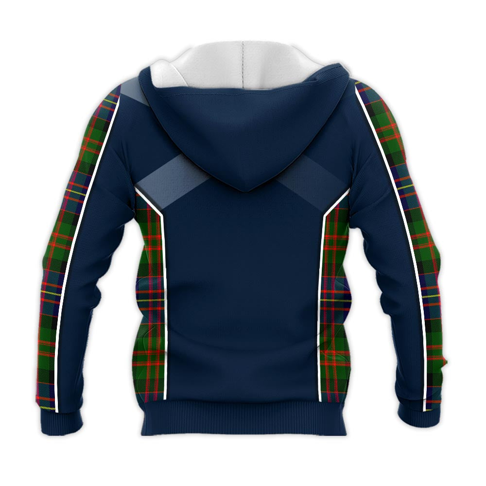 Tartan Vibes Clothing Chalmers Modern Tartan Knitted Hoodie with Family Crest and Scottish Thistle Vibes Sport Style