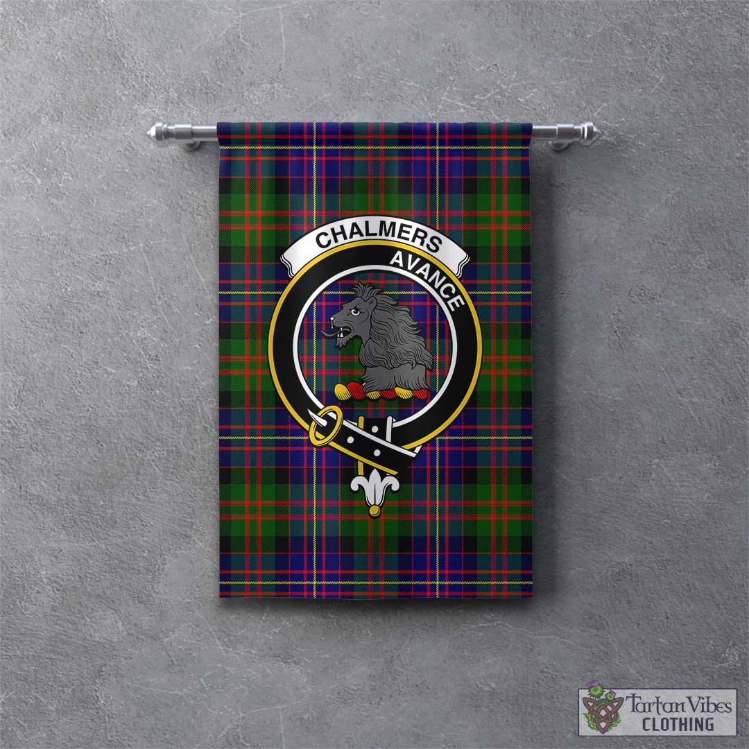 Chalmers Tartan Gonfalon, Tartan Banner with Family Crest - Tartan Vibes Clothing