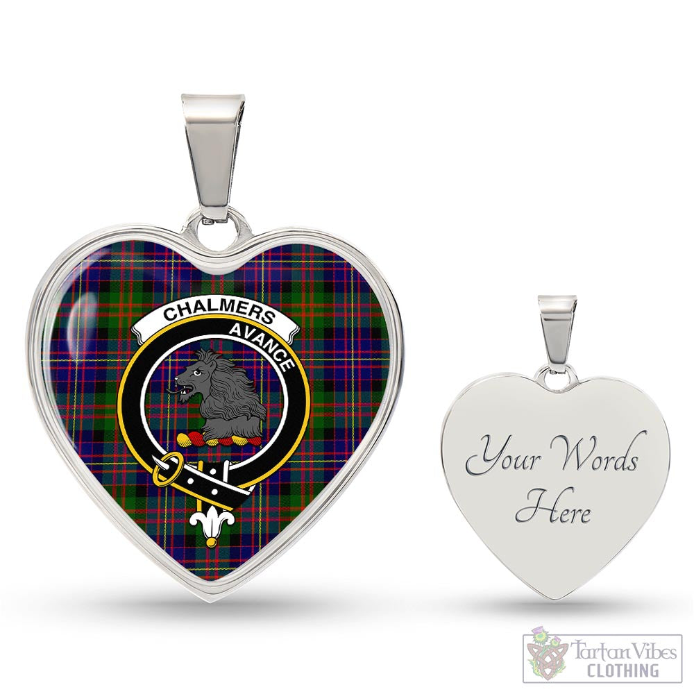 Chalmers Tartan Heart Necklace with Family Crest Luxury Necklace (Silver) Yes - Tartan Vibes Clothing