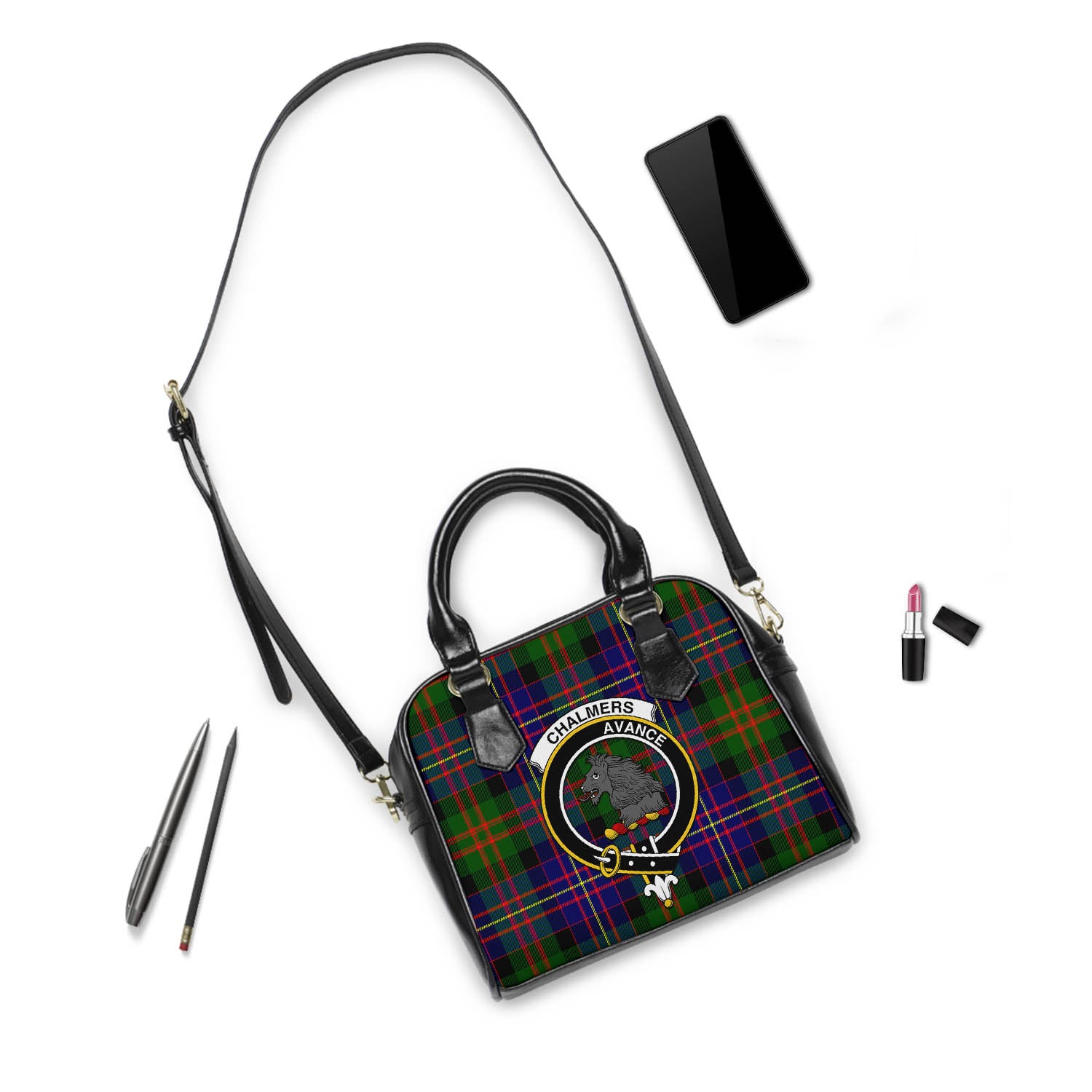 Chalmers Tartan Shoulder Handbags with Family Crest - Tartan Vibes Clothing