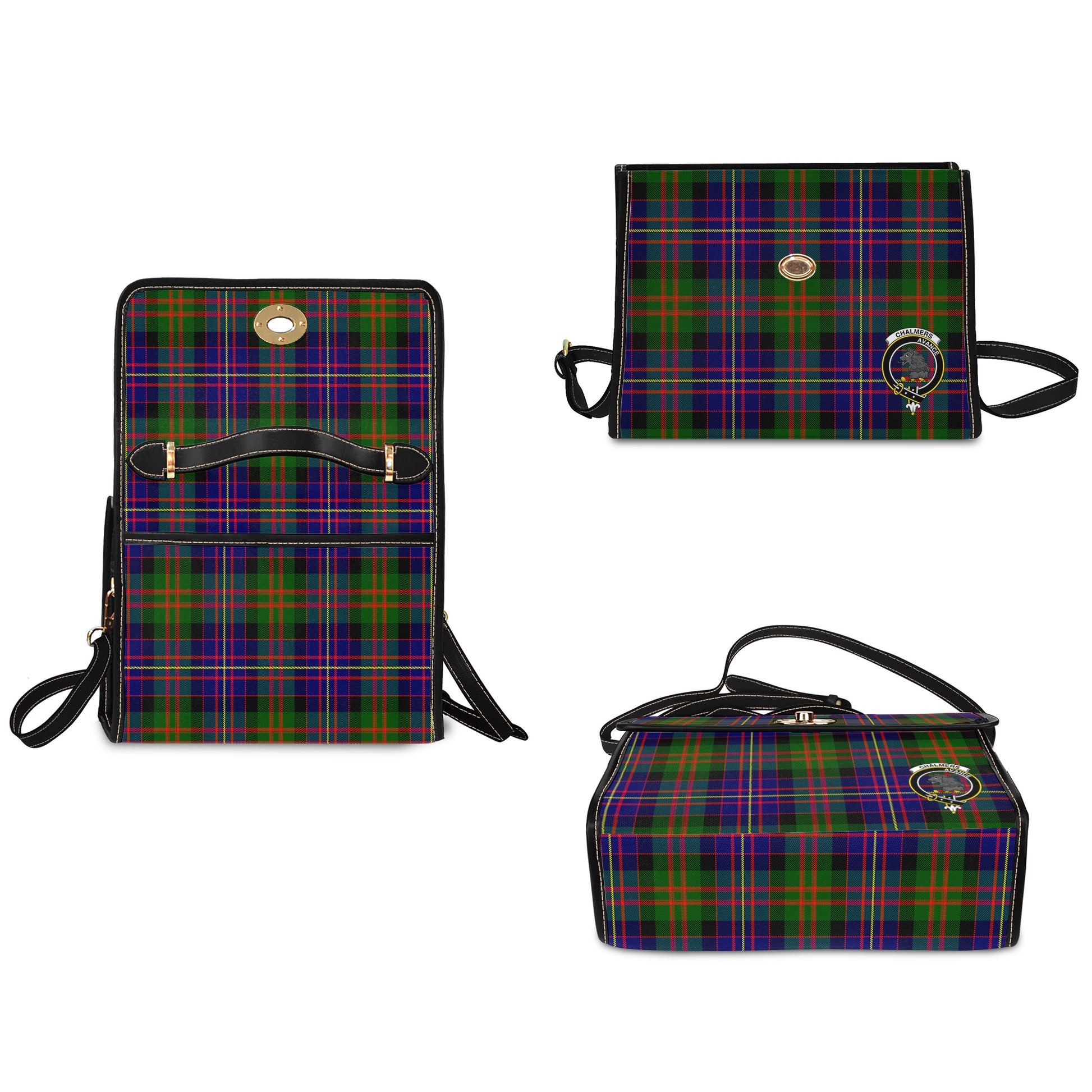 chalmers-modern-tartan-leather-strap-waterproof-canvas-bag-with-family-crest