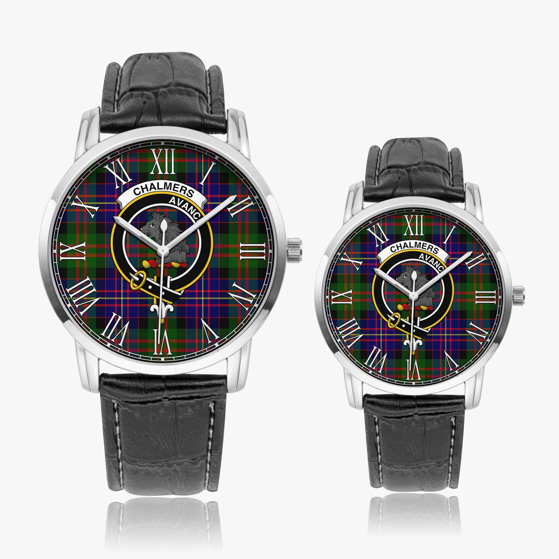 Chalmers Tartan Family Crest Leather Strap Quartz Watch - Tartan Vibes Clothing