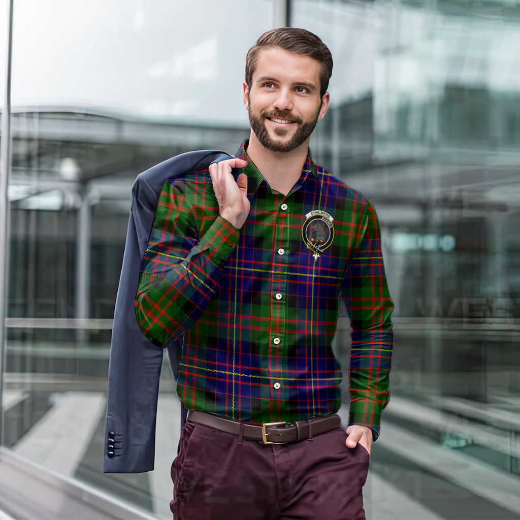 Chalmers Tartan Long Sleeve Button Up Shirt with Family Crest - Tartan Vibes Clothing