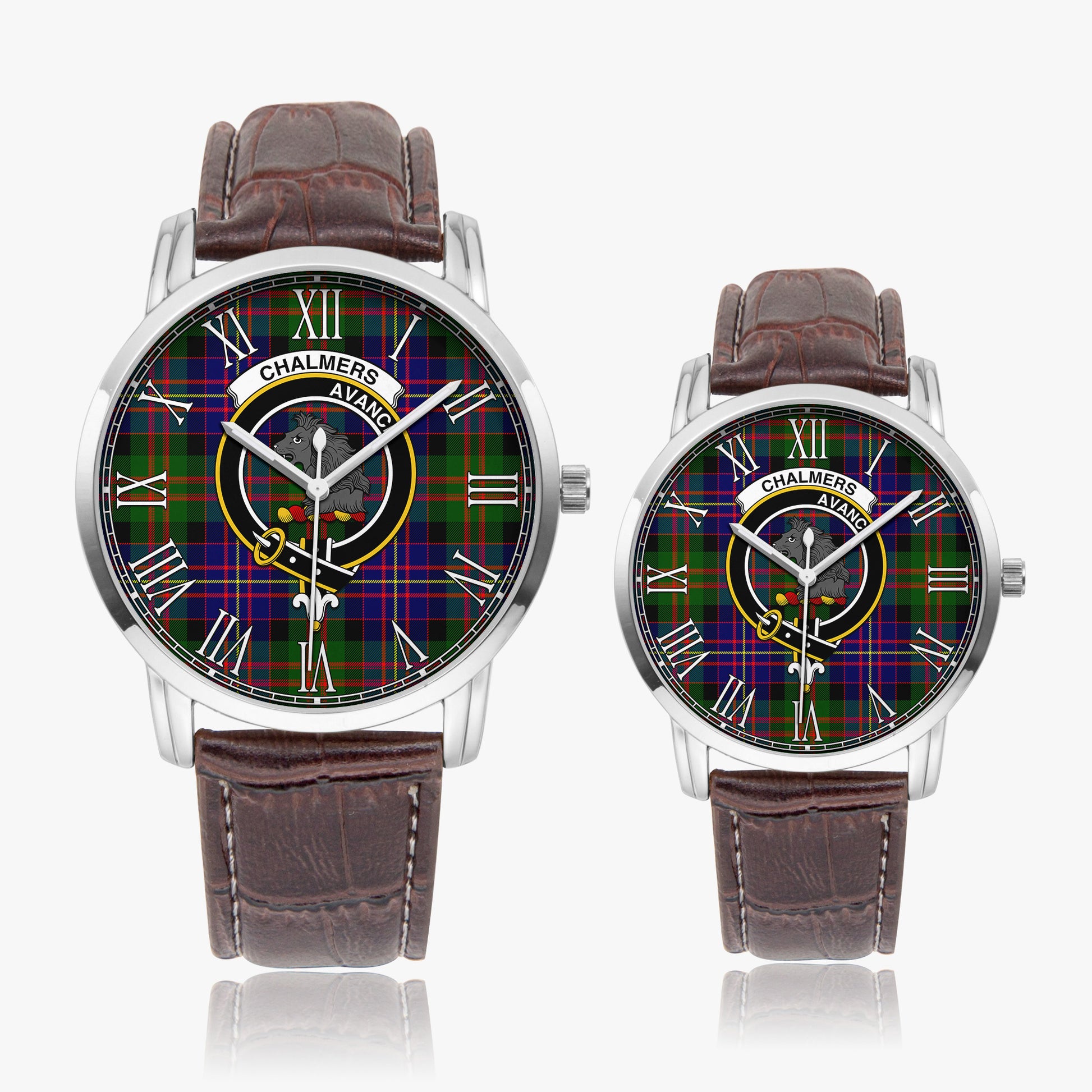 Chalmers Tartan Family Crest Leather Strap Quartz Watch - Tartan Vibes Clothing