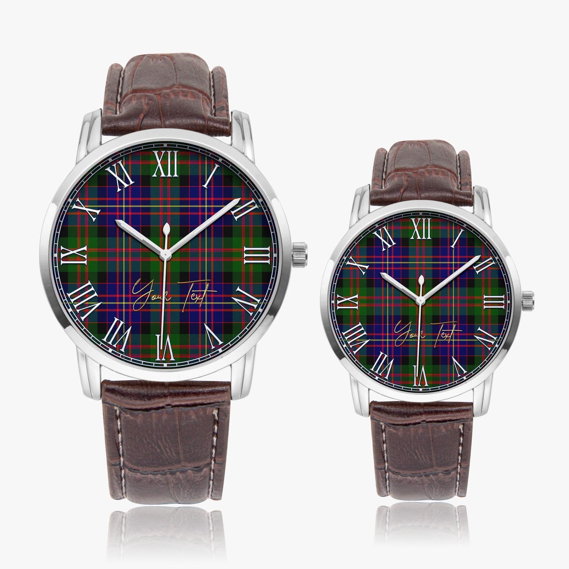 Chalmers Tartan Personalized Your Text Leather Trap Quartz Watch - Tartan Vibes Clothing