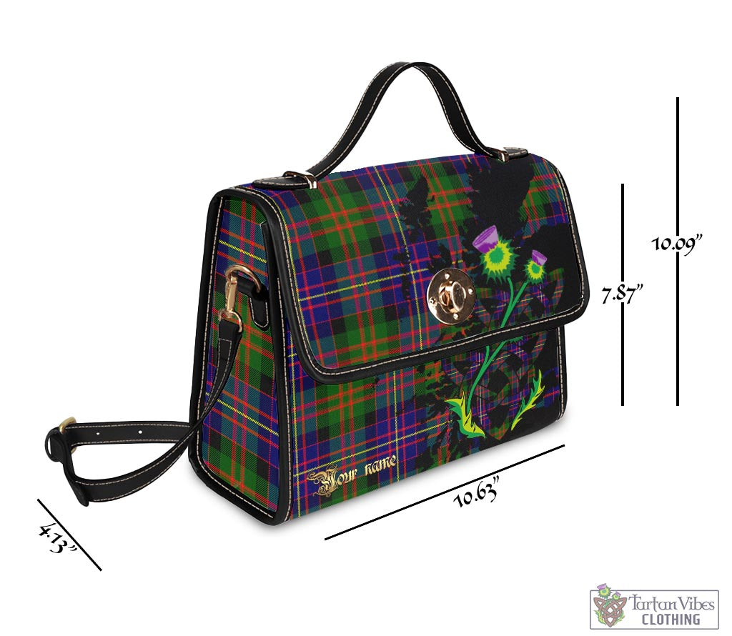 Tartan Vibes Clothing Chalmers Modern Tartan Waterproof Canvas Bag with Scotland Map and Thistle Celtic Accents
