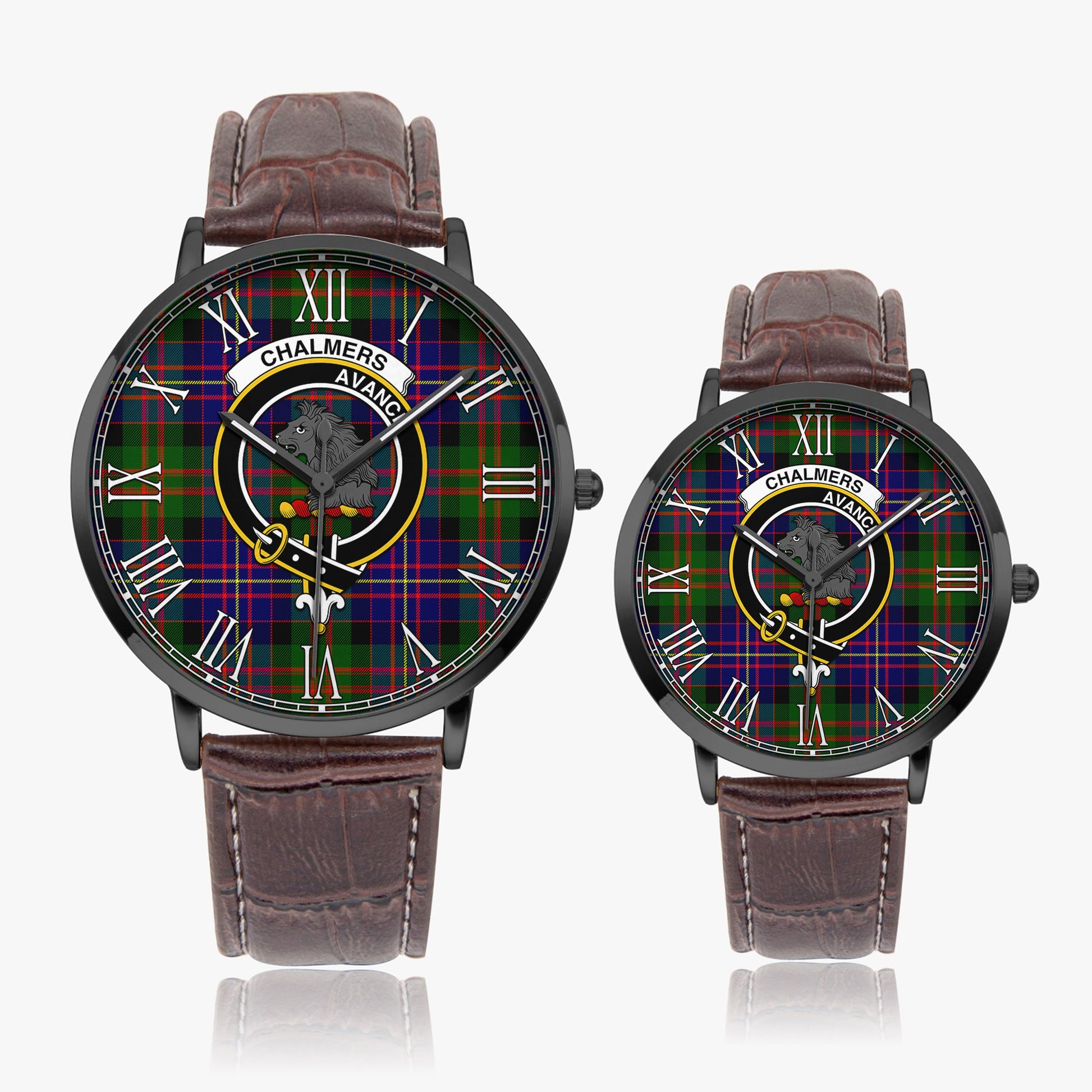 Chalmers Tartan Family Crest Leather Strap Quartz Watch - Tartan Vibes Clothing