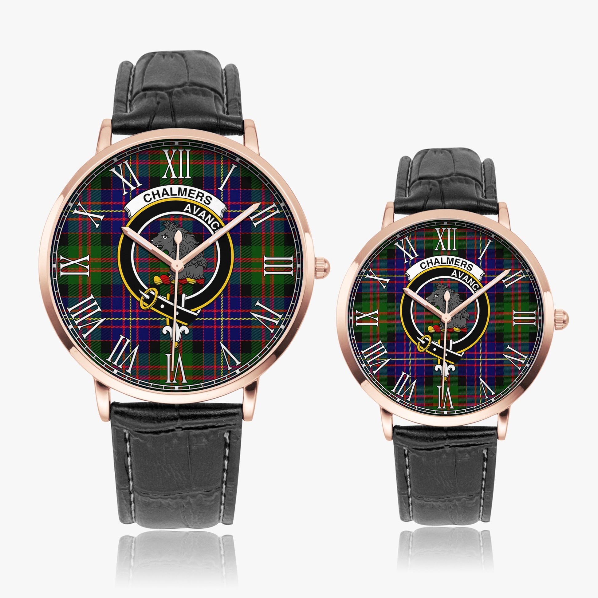 Chalmers Tartan Family Crest Leather Strap Quartz Watch - Tartan Vibes Clothing
