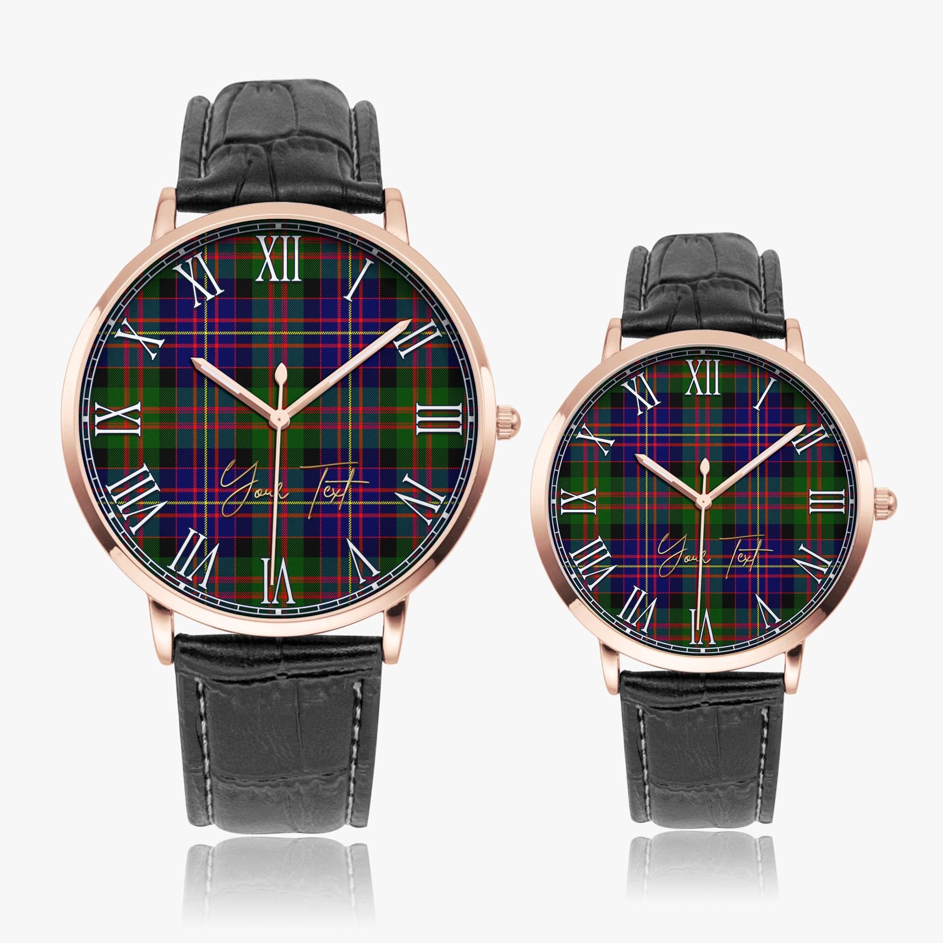 Chalmers Tartan Personalized Your Text Leather Trap Quartz Watch - Tartan Vibes Clothing
