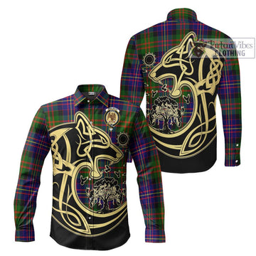 Chalmers of Balnacraig Tartan Long Sleeve Button Shirt with Family Crest Celtic Wolf Style Men's Shirt S - Tartan Vibes Clothing