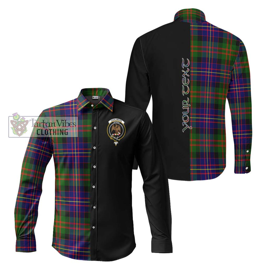 Chalmers of Balnacraig Tartan Long Sleeve Button Shirt with Family Crest and Half Of Me Style Men's Shirt S - Tartanvibesclothing Shop