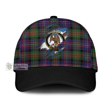 Tartan Vibes Clothing Chalmers of Balnacraig Tartan Classic Cap with Family Crest In Me Style